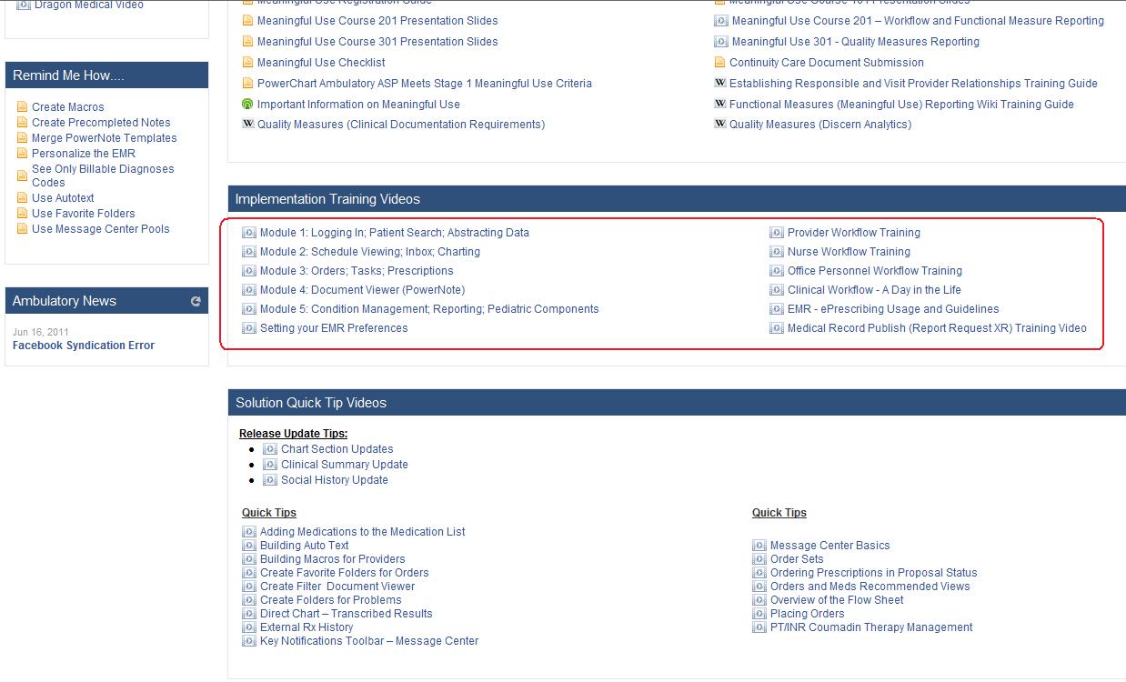 Step 2. Scroll down until you see "Implementation Training Videos" and select the videos.
